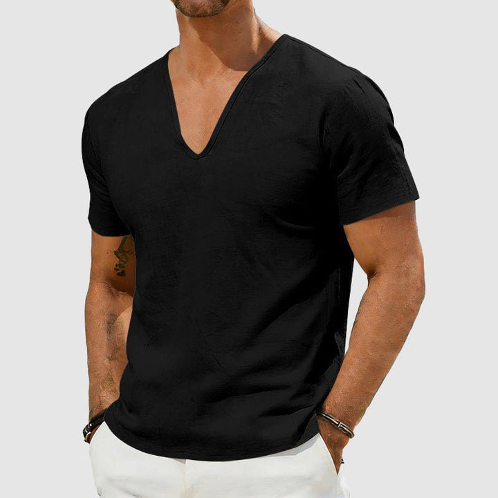 Sebastian | Herren Leinen V-Ausschnitt Kurzarm T-Shirt