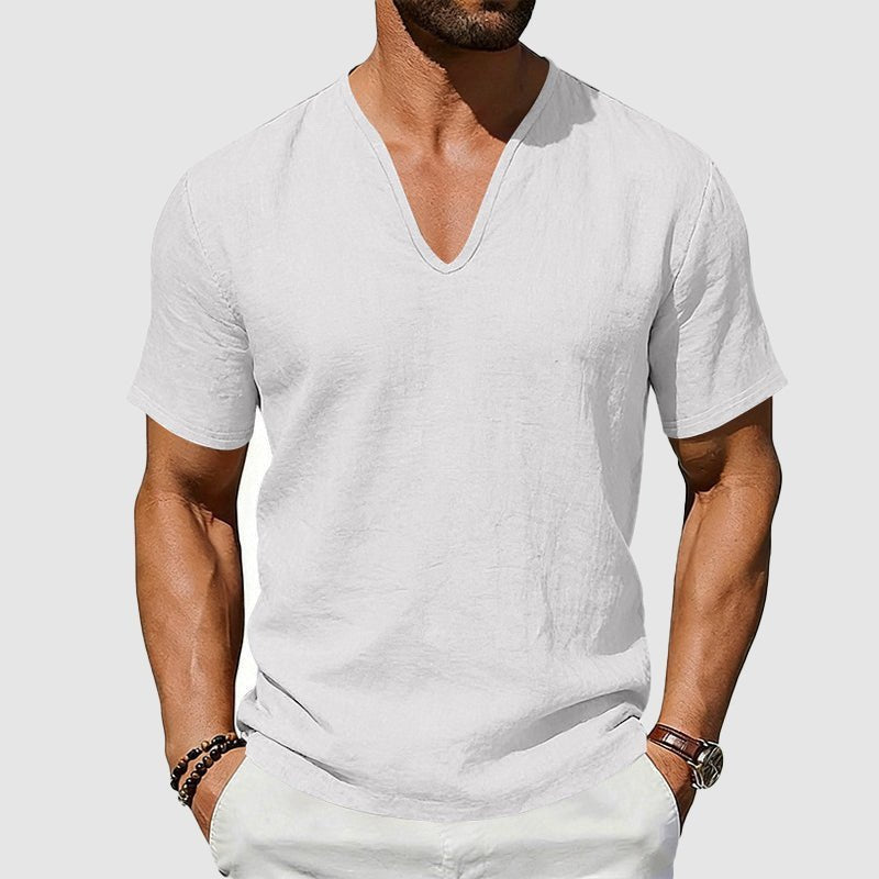 Sebastian | Herren Leinen V-Ausschnitt Kurzarm T-Shirt