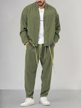 Thomas | Herren Olivgrünes Two-Piece Set Loungewear Relaxed-Fit