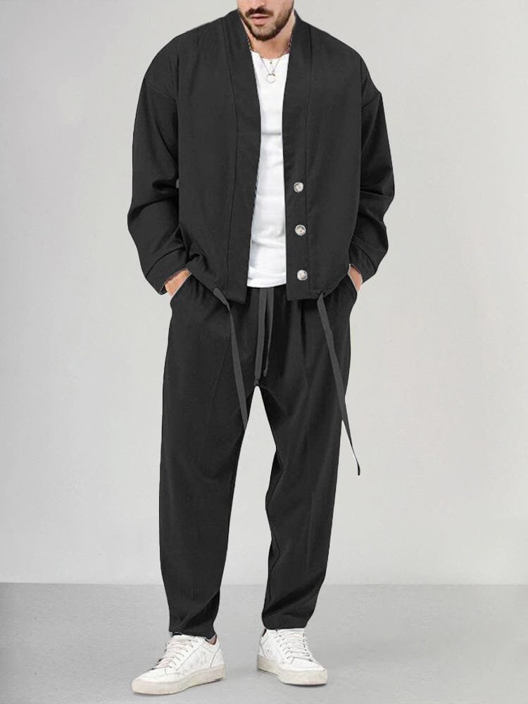 Thomas | Herren Olivgrünes Two-Piece Set Loungewear Relaxed-Fit