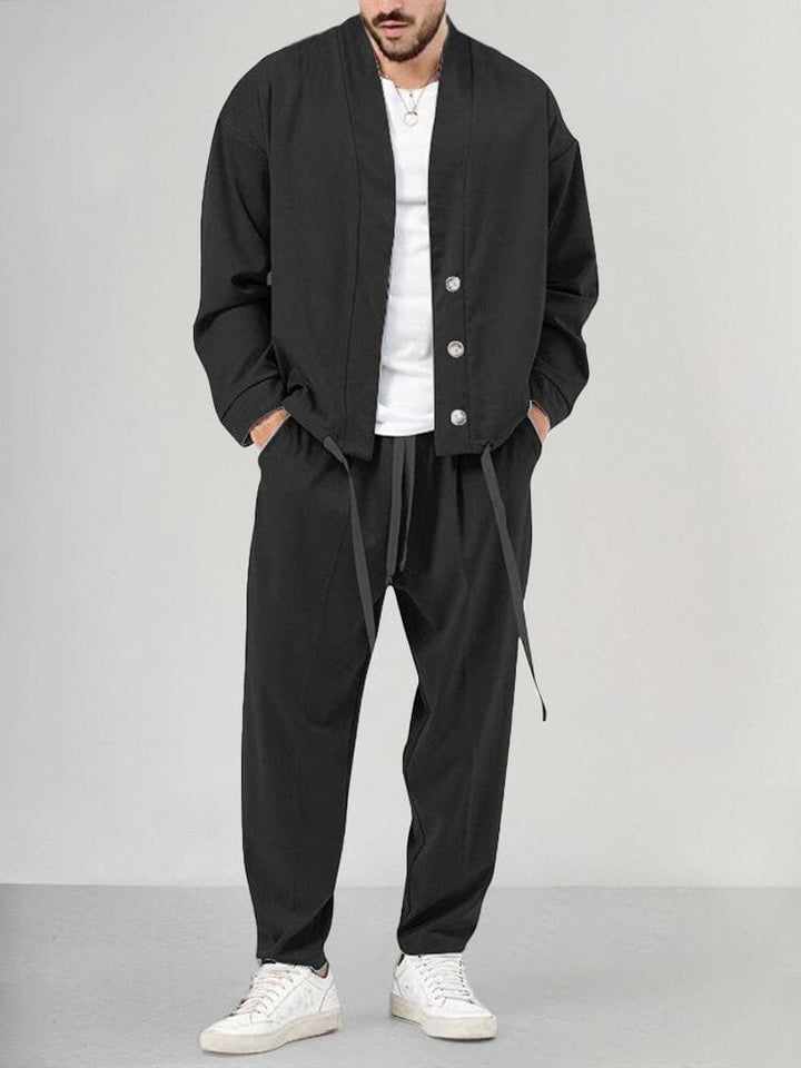 Thomas | Herren Olivgrünes Two-Piece Set Loungewear Relaxed-Fit