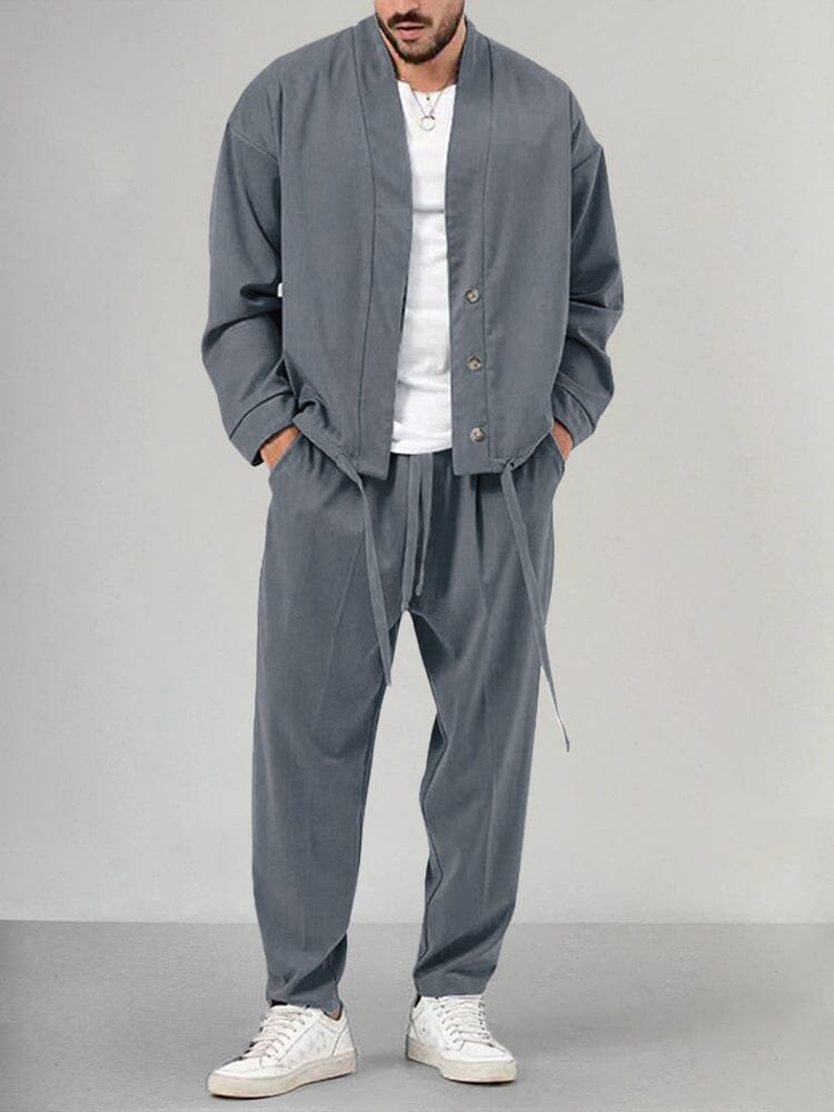 Thomas | Herren Olivgrünes Two-Piece Set Loungewear Relaxed-Fit