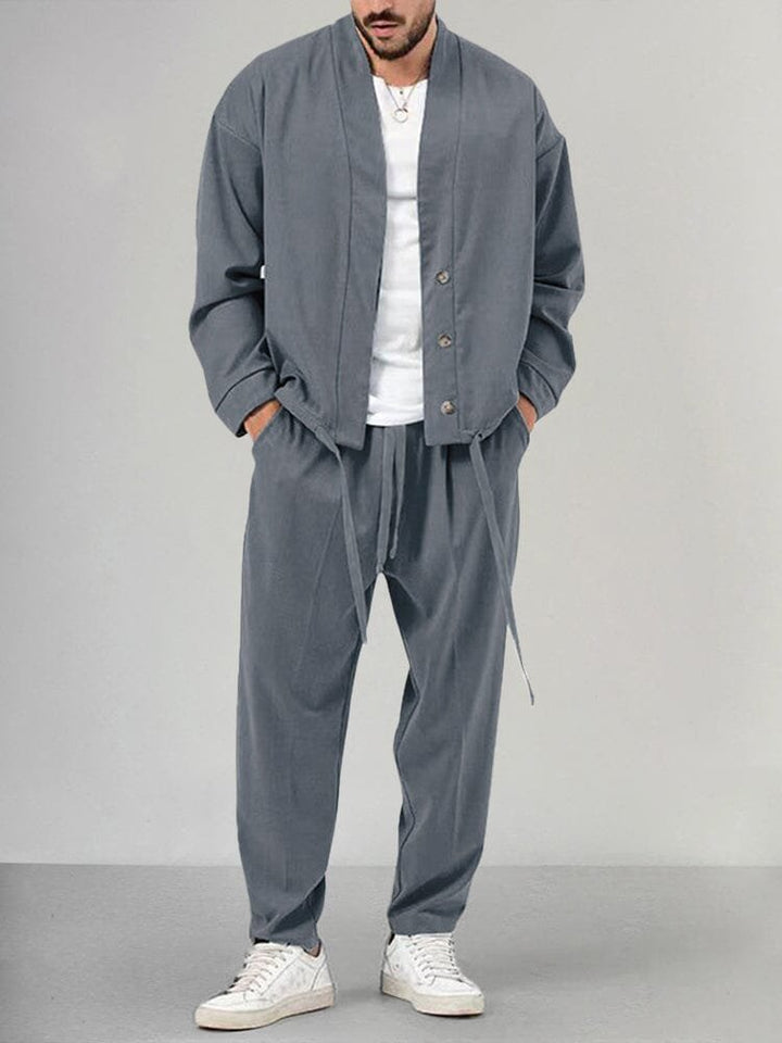 Thomas | Herren Olivgrünes Two-Piece Set Loungewear Relaxed-Fit