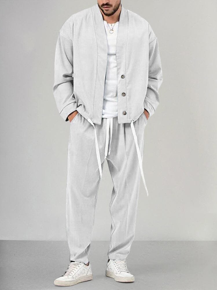 Thomas | Herren Olivgrünes Two-Piece Set Loungewear Relaxed-Fit
