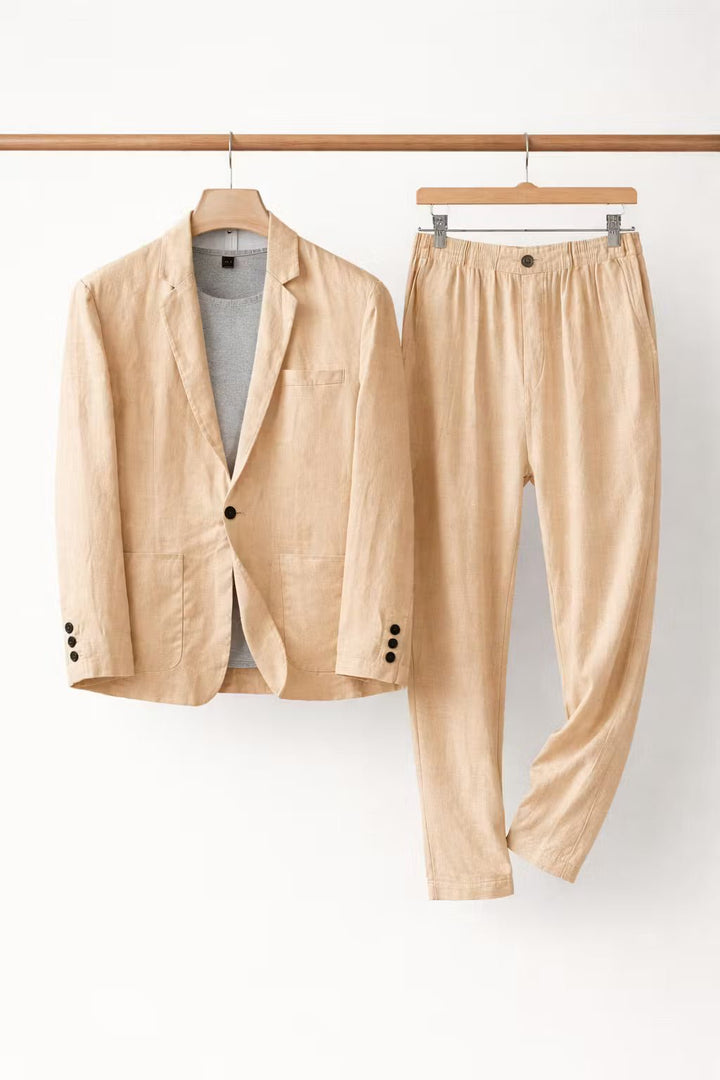 Simon | Herren Leinen-Set mit Relaxter Passform aus Blazer und Hose
