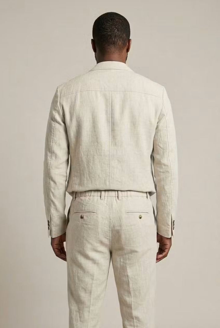 Simon | Herren Leinen-Set mit Relaxter Passform aus Blazer und Hose