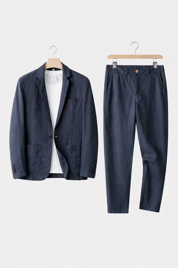 Simon | Herren Leinen-Set mit Relaxter Passform aus Blazer und Hose