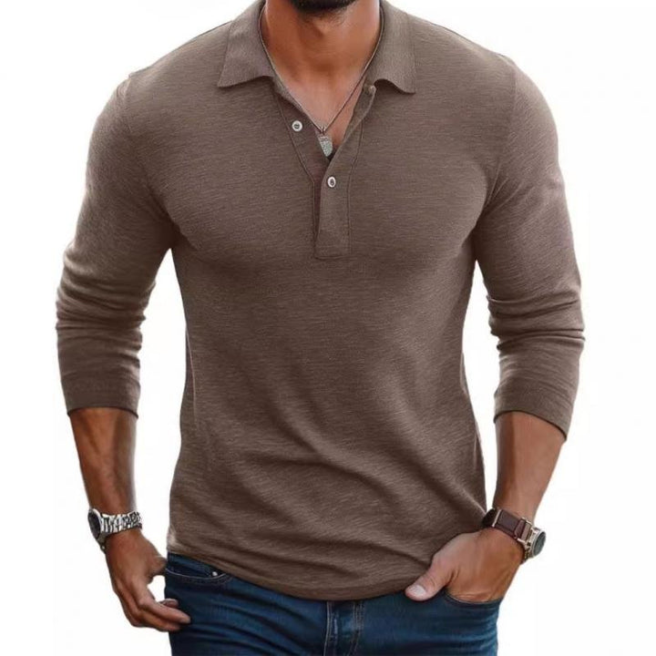 Niklas | Herren Satin-Optik Langarm Slim-Fit Polo-Shirt