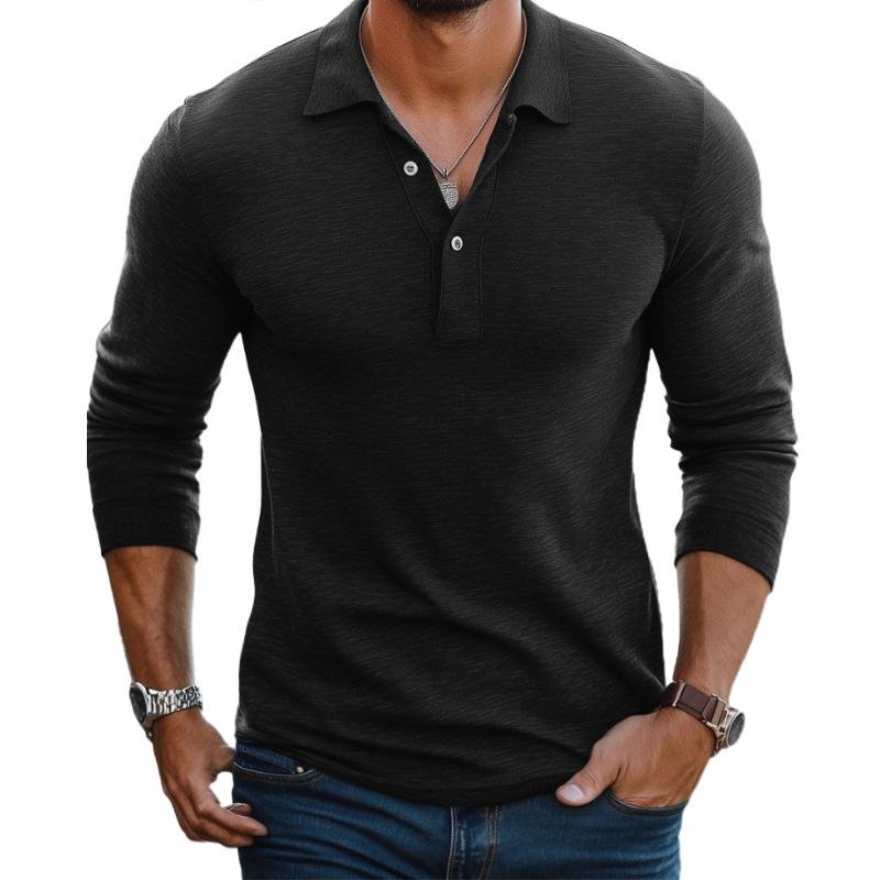 Niklas | Herren Satin-Optik Langarm Slim-Fit Polo-Shirt