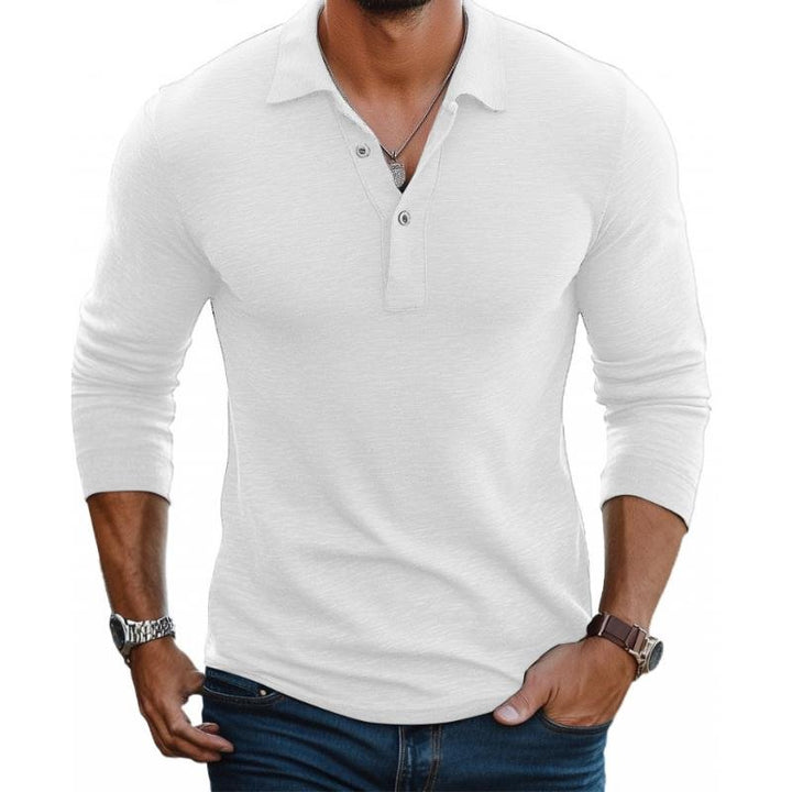 Niklas | Herren Satin-Optik Langarm Slim-Fit Polo-Shirt