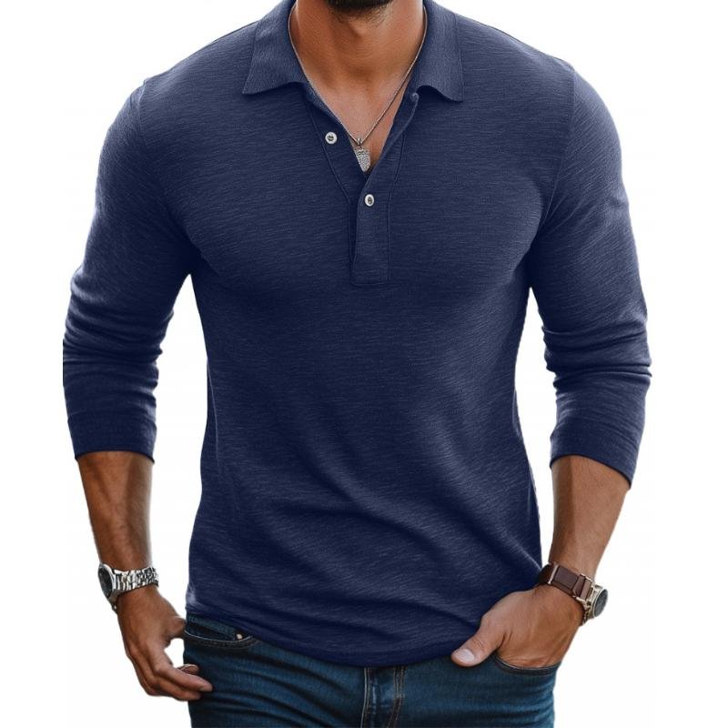 Niklas | Herren Satin-Optik Langarm Slim-Fit Polo-Shirt