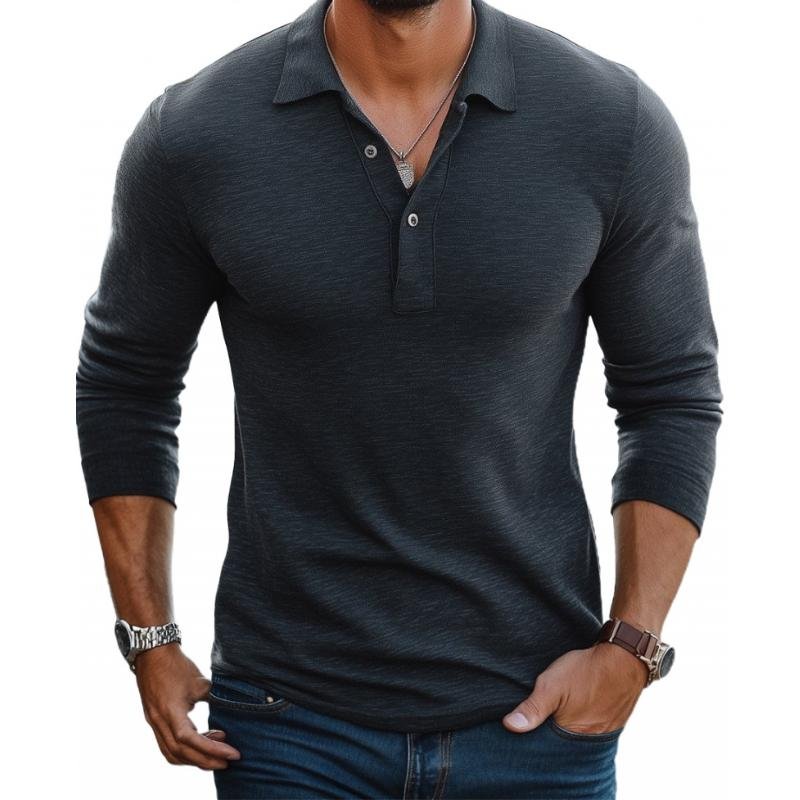 Niklas | Herren Satin-Optik Langarm Slim-Fit Polo-Shirt