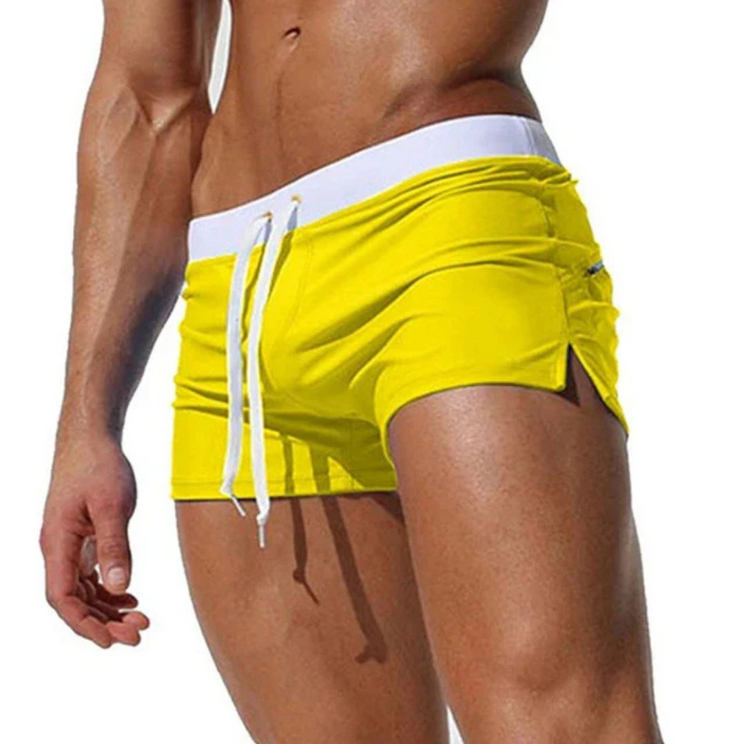 Simon | Herren Slim-Fit Kurze Badehose mit Kordelzug