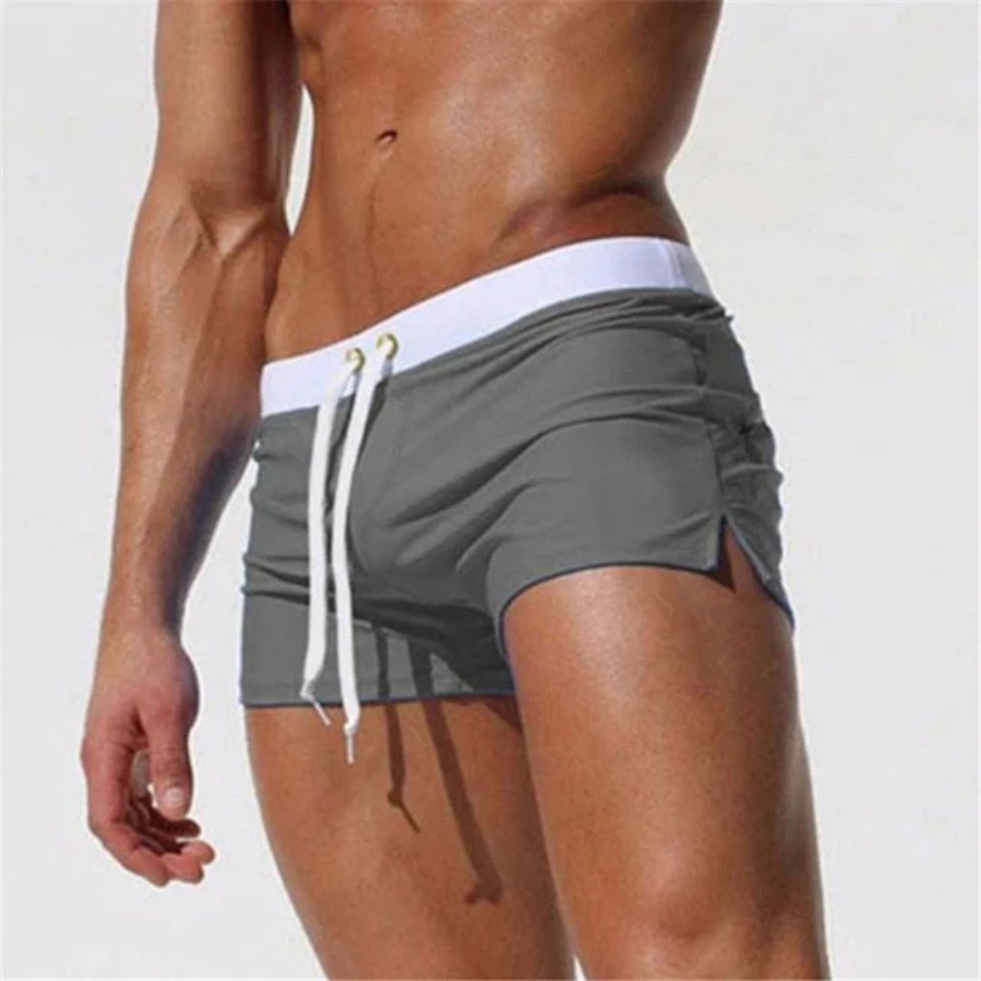 Simon | Herren Slim-Fit Kurze Badehose mit Kordelzug