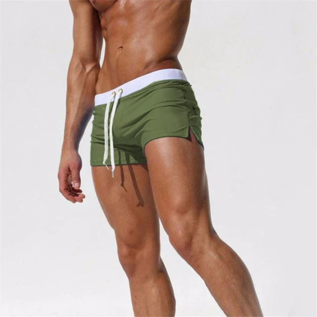 Simon | Herren Slim-Fit Kurze Badehose mit Kordelzug
