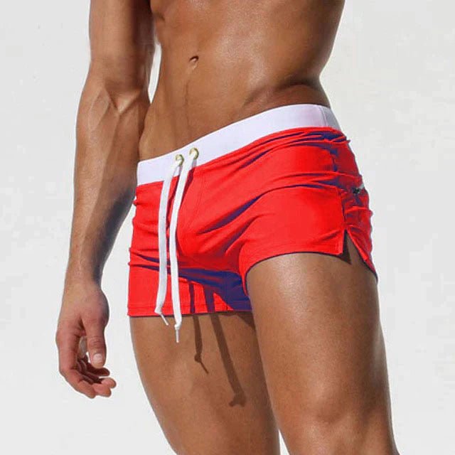 Simon | Herren Slim-Fit Kurze Badehose mit Kordelzug