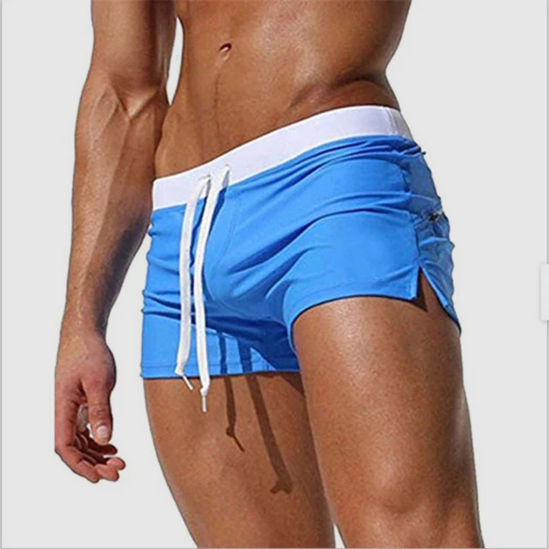 Simon | Herren Slim-Fit Kurze Badehose mit Kordelzug