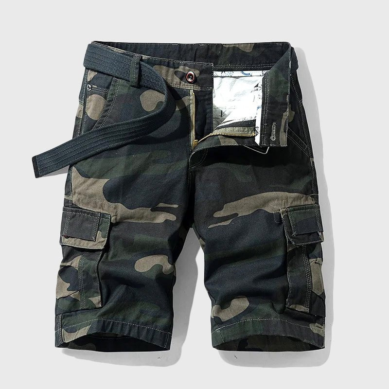 Matthias | Herren Tarnmuster Cargo Short mit Gürtel