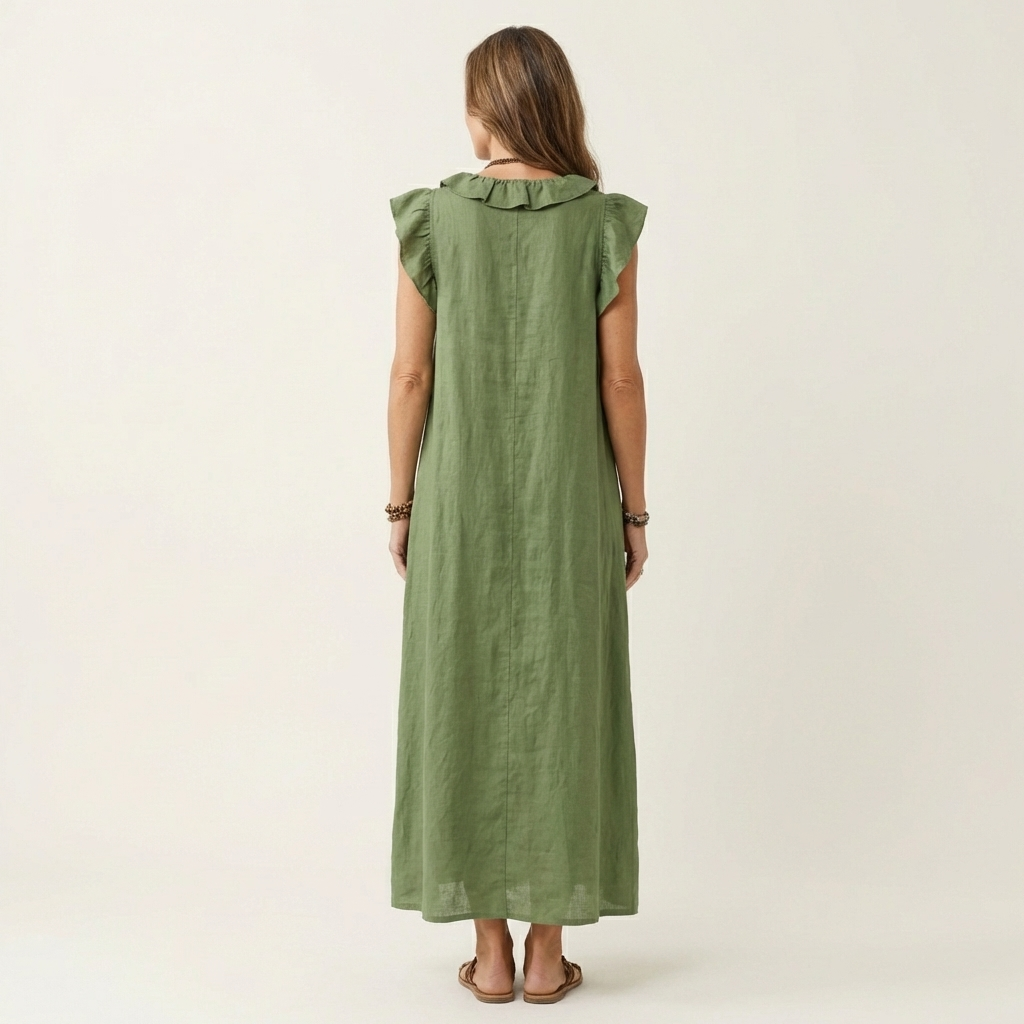 Beatrix | Rüschen-Maxikleid mit V-Ausschnitt