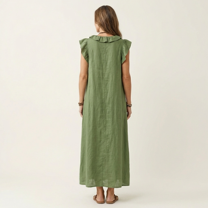 Beatrix | Rüschen-Maxikleid mit V-Ausschnitt