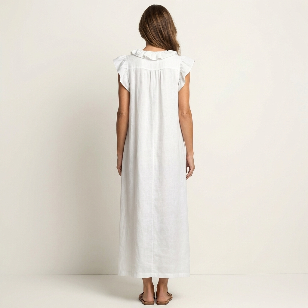 Beatrix | Rüschen-Maxikleid mit V-Ausschnitt