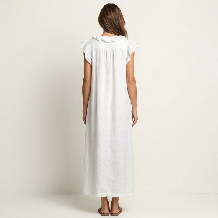 Beatrix | Rüschen-Maxikleid mit V-Ausschnitt