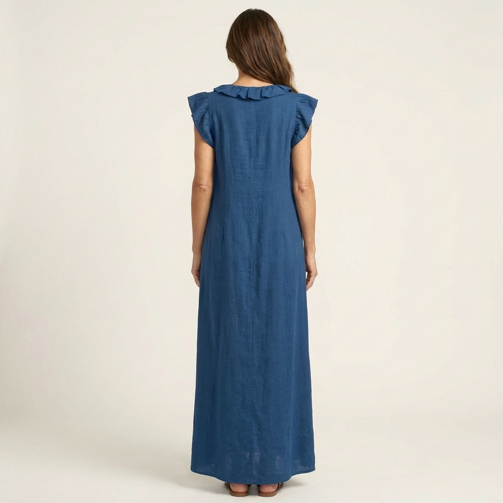 Beatrix | Rüschen-Maxikleid mit V-Ausschnitt