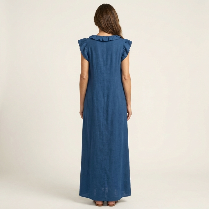 Beatrix | Rüschen-Maxikleid mit V-Ausschnitt
