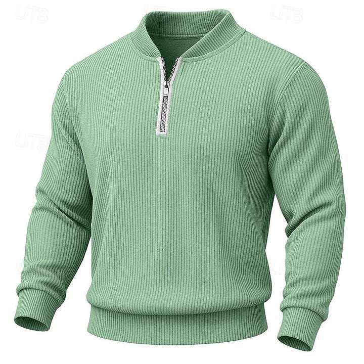 Frederik | Strukturierter Troyer-Pullover mit Stehkragen