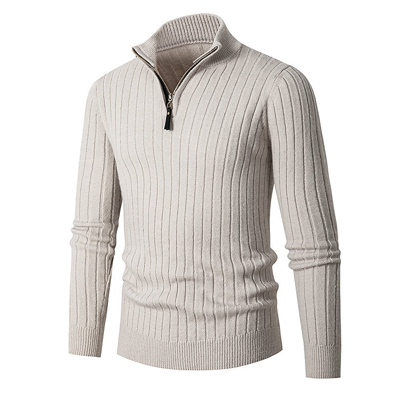Reinhart | Gerippter Troyer-Pullover mit Reißverschluss