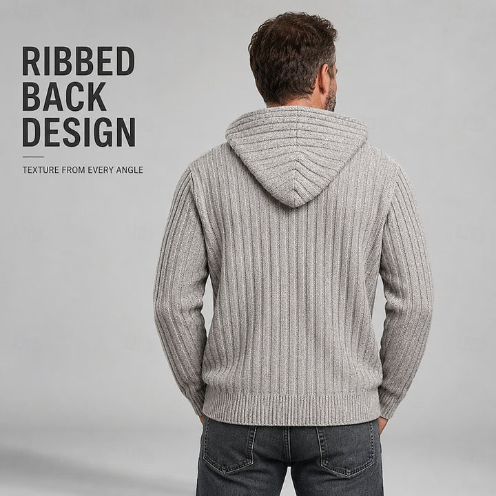 Frederik | Grob gestrickte Kapuzen-Strickjacke