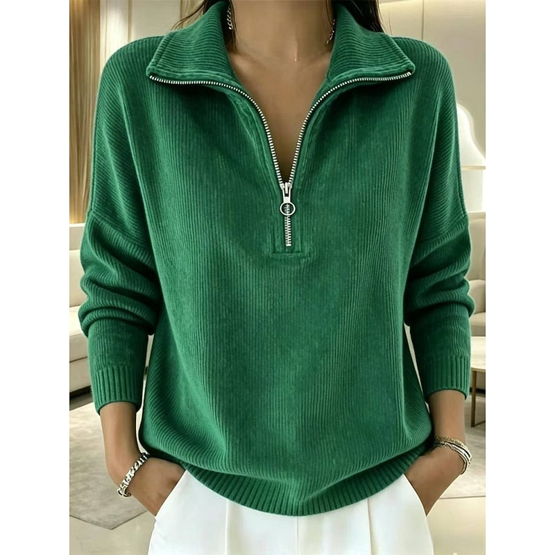 Beatrix | Softer Stehkragen-Pullover mit Reißverschluss