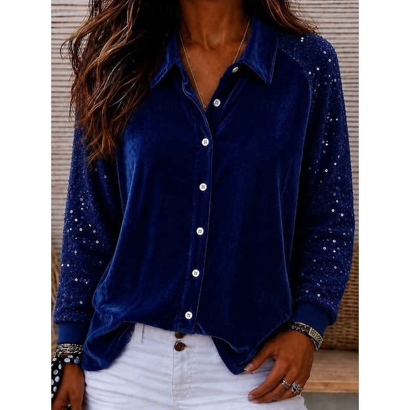 Edeltraud | Elegante Bluse mit Glitzer-Ärmeln