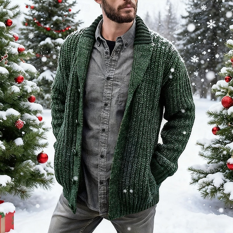 Kaspar | Grobgestrickte Strickjacke mit Schalkragen