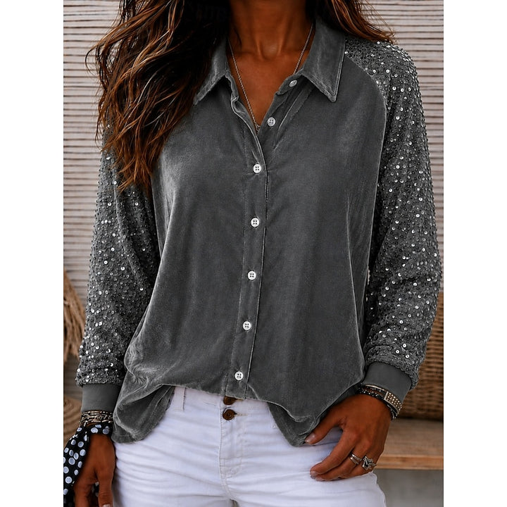 Edeltraud | Elegante Bluse mit Glitzer-Ärmeln