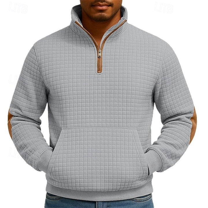 Tilman | Strukturiertes Troyer-Sweatshirt mit kurzem Reißverschluss