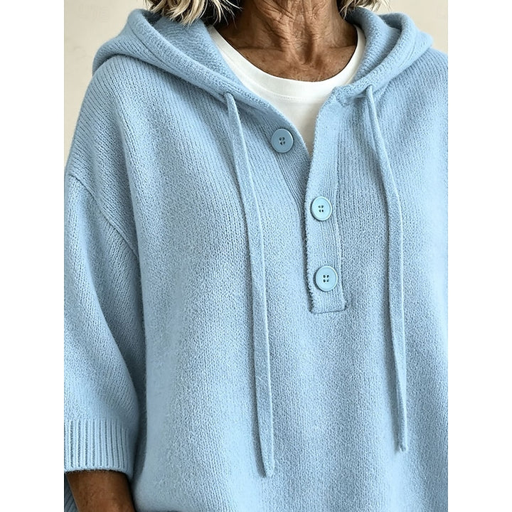 Cordelia | Weicher Kapuzen-Pullover mit Knopfleiste