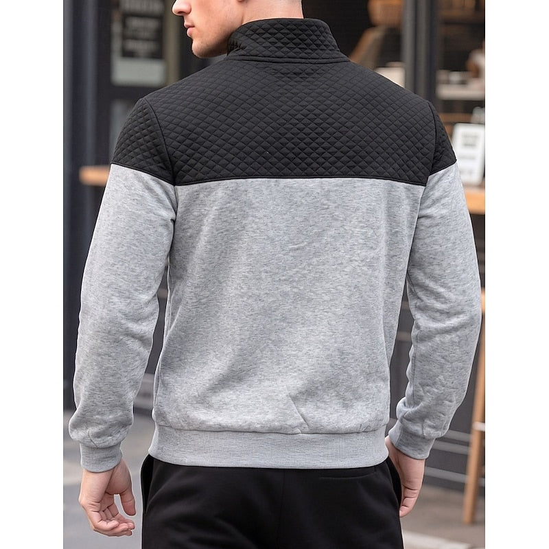 Theo | Zweifarbiges Sweatshirt mit Stehkragen