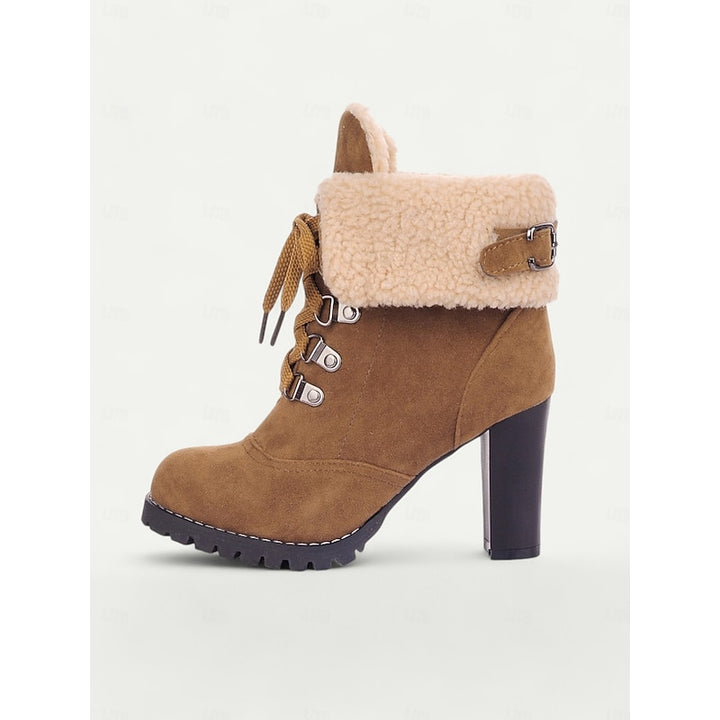 Rosa | Gefütterte Schnür-Stiefeletten mit Blockabsatz