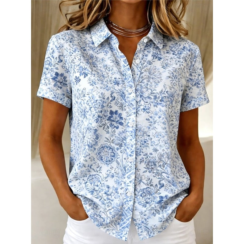 Erna | Florale Sommerbluse mit Kragen