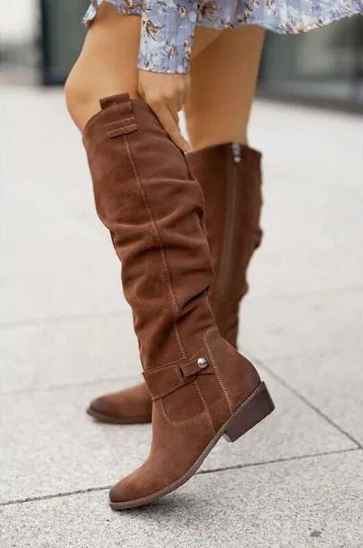 Lara | Damen Freizeit Kniehohe Flache Stiefel