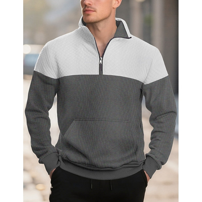 Theo | Zweifarbiges Sweatshirt mit Stehkragen