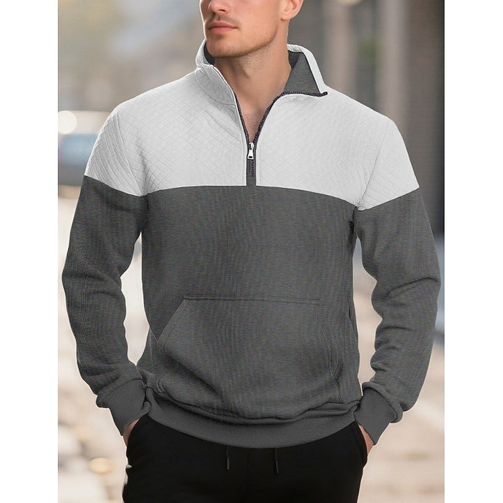 Theo | Zweifarbiges Sweatshirt mit Stehkragen