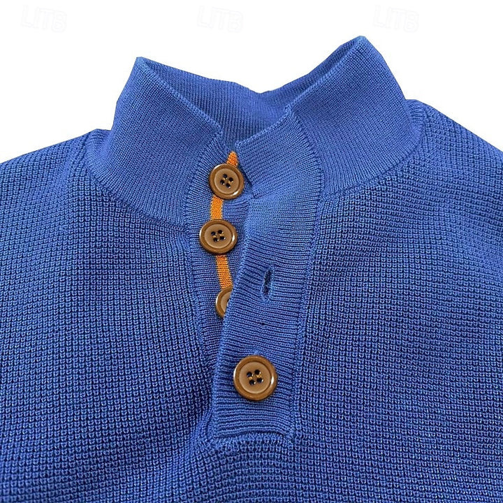 Marius | Eleganter Stehkragen-Pullover mit Knopfleiste