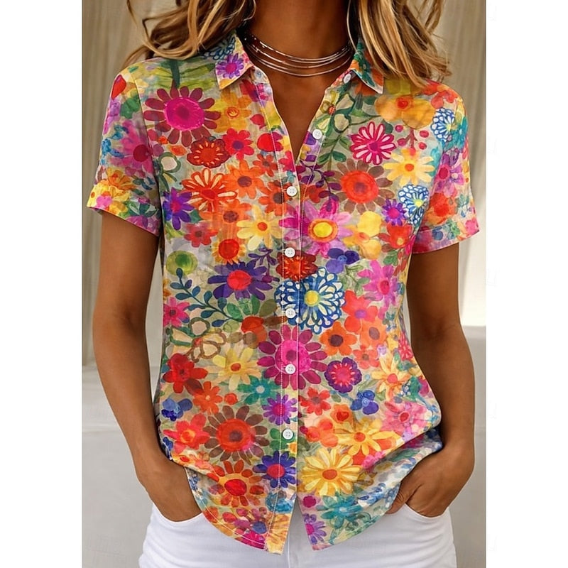 Erna | Florale Sommerbluse mit Kragen