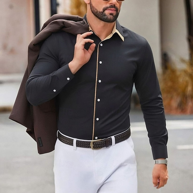 Norbert | Elegantes Langarmhemd mit Kontrastkante