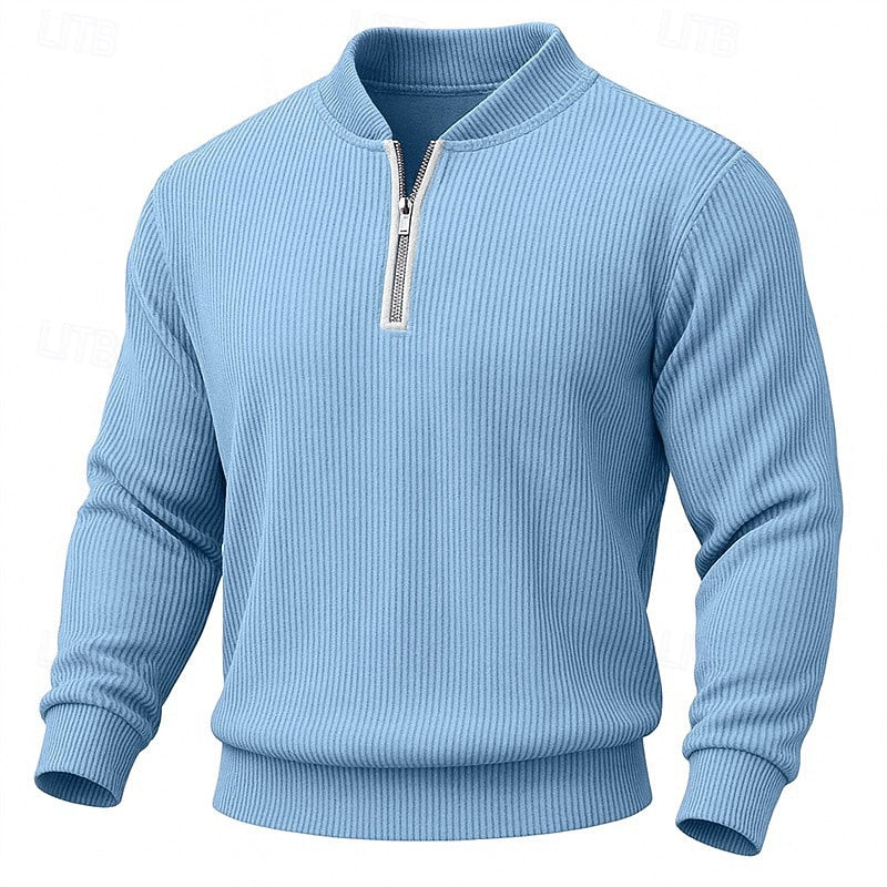 Frederik | Strukturierter Troyer-Pullover mit Stehkragen