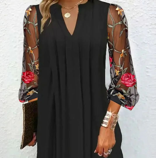 Waltraud | Eleganter Kleid mit Blütenärmeln