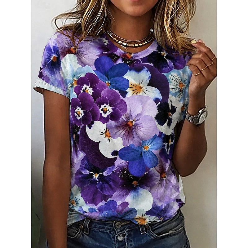 Regina | Blühendes Rundhals-Shirt