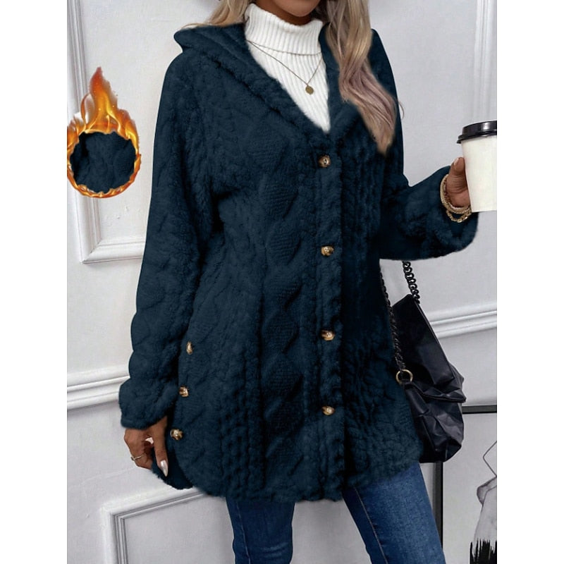 Ingrid | Kuschelige Kapuzenjacke mit Knopfleiste